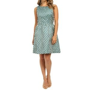 Kensie Blue Lurex Geo Flowers Dress
